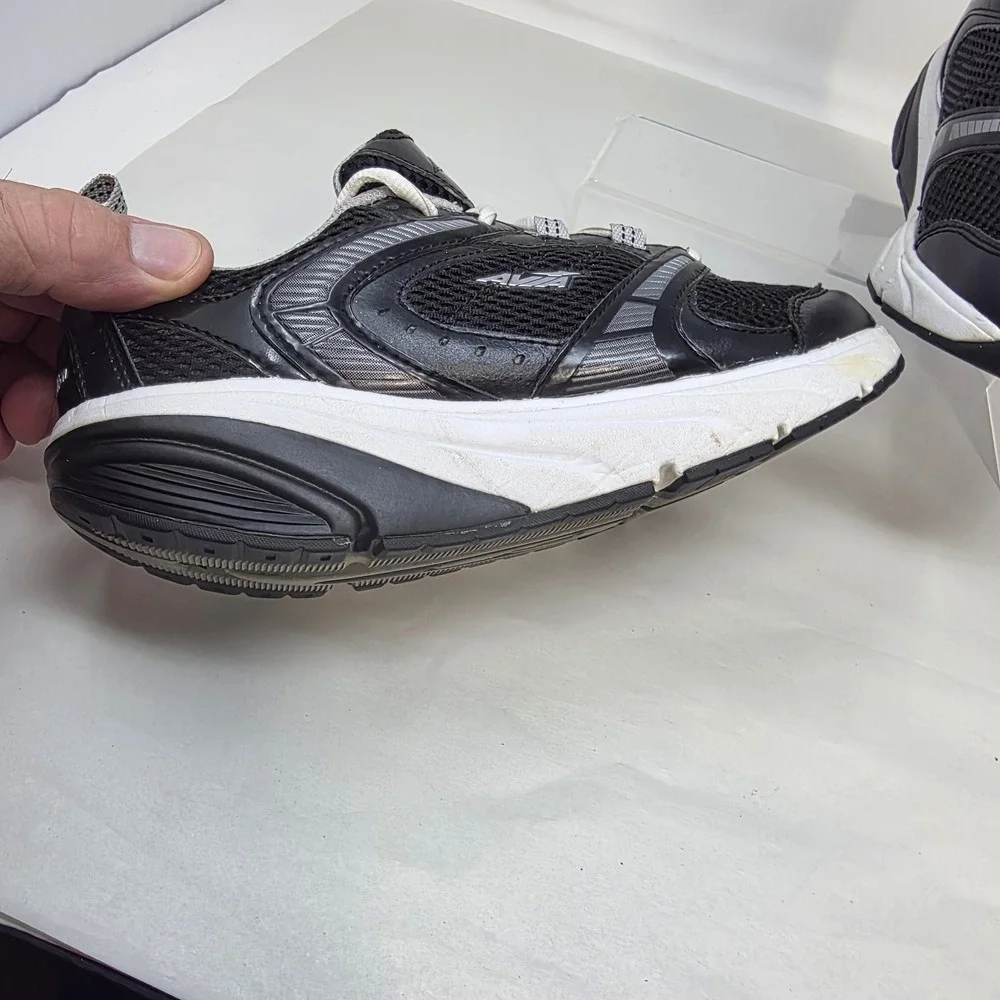 Avia Avi-Motion i-Shape Toning Shoes Womens 8 Black Silver Rocker Sole Sneakers
